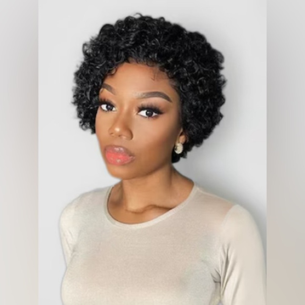 Nadula 6” Curly Pixie Cut Human Hair Lace Front Wig